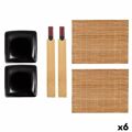 Conjunto de Sushi Preto Cerâmica Bambu (6 Unidades)