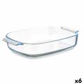 Recipiente de Cozinha com Pegas Transparente Vidro de Borosilicato 3,8 L 38 X 6,5 X 25,4 cm (6 Unidades)