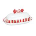 Prato para Queijo com Tampa Duplo Pirulito Branco Vermelho Dolomite (6 Unidades)