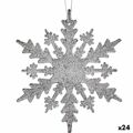 Adorno Natalício Flocos de Neve Prateado Plástico Purpurina 15 X 15 X 0,2 cm (24 Unidades)