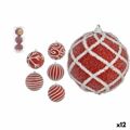 Conjunto de Bolas de Natal Branco ø 8 cm Vermelho Pvc (12 Unidades)