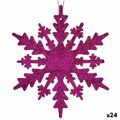 Adorno Natalício Flocos de Neve Fúcsia Plástico Purpurina 15 X 15 X 0,2 cm (24 Unidades)
