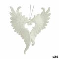 Adorno Natalício Asas de Anjo Branco Plástico Purpurina 12 X 13 X 2,5 cm (24 Unidades)