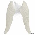 Adorno Natalício Asas de Anjo Branco Plástico Purpurina 12,5 X 15 X 2,5 cm (24 Unidades)