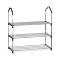 Sapateira 3 Prateleiras Prateado 58 X 26 X 58 cm Preto Metal (6 Unidades)