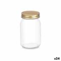 Frasco Transparente Dourado Metal Vidro 500 Ml 8 X 13 X 8 cm (24 Unidades)