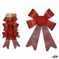 Conjunto de Decorações de Natal Laço Vermelho Pvc 15 X 2 X 17 cm (24 Unidades)
