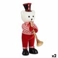 Figura Decorativa Urso Trompete Branco Preto Vermelho Poliestireno 15 X 46 X 25 cm (2 Unidades)