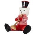 Figura Decorativa Urso Trompete Branco Preto Vermelho Poliestireno 45 X 45 X 36 cm