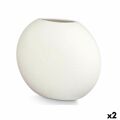 Vaso Redondo Branco Cerâmica 40 X 34,5 X 16 cm (2 Unidades)