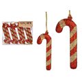 Conjunto de Decorações de Natal Bastão 8 Peças Vermelho Dourado Plástico 6,5 X 1 cm (24 Unidades)