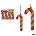 Conjunto de Decorações de Natal Bastão 8 Peças Vermelho Dourado Plástico 6,5 X 1 cm (24 Unidades)