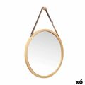 Hangende Spiegel Natural Couro Bambu Redondo 38 X 35 X 1,5 cm (6 Unidades)