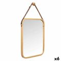 Hangende Spiegel Natural Couro Bambu Retangular 34 X 41,5 X 1,5 cm (6 Unidades)