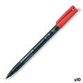 Marcador Permanente Staedtler Lumocolor 317-2 M Vermelho (10 Unidades)