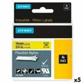 Cinta Laminada para Máquinas Rotuladoras Rhino Dymo ID1-19 19 X 3,5 mm Preto Amarelo Autoadesivas (5 Unidades)