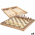 Tabuleiro de Xadrez e Damas Colorbaby Madeira Backgammon (4 Unidades)