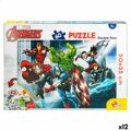 Puzzle Infantil The Avengers Dupla Face 60 Peças 50 X 35 cm (12 Unidades)