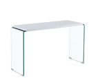 Consola Mesa Ariston, Lacado a Branco, Vidro, 120 X 40 cms