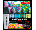 Marcador Stabilo Boss Fluorescente 70 Arty Line Cores Frios Estojo Cartão de 5 Unidades Cores