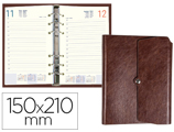 Agenda Argolas Tinde 15x21 cm Dia Pagina Castanho Semelhante a Pele Envelhecida Papel 70 gr