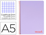 Caderno Espiral A5 Micro Wonder Capa Plástico 120f 90g Quadricula 5mm 5 Bandas 6 Furos Violeta