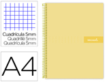 Caderno Espiral A4 Micro Crafty Tapa Forrada 120h 90gr Cuadro 5mm 5 Bandas 4 Taladros Color Amarelo