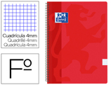 Caderno Espiral Oxford School Classic Capa Polipropileno Folio 80 Folhas Quadricula 4 mm com Margem Vermelho