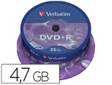 Dvd+r Verbatim Capacidade 4.7gb Velocidade 16x 120 Min Torre de 25 Unidades