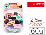 Marcador Stabilo Boss Fluorescente 70 Pastel Expositor Boiao de 60 Unidades Cores Sortidas