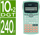 Calculadora Milan Cientifica m240 Silver 2 Linhas 240 Funções 10+2 Digitos Cor Verde Turquesa com Tampa Cor Prata