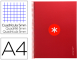 Caderno Espiral A4 Micro Antartik Capa Forrada 80f 90 gr Quadricula 5mm 1 Banda 4 Furos Cor Framboesa