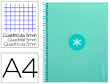 Caderno Espiral A4 Micro Antartik Capa Forrada 80f 90 gr Quadricula 5mm 1 Banda 4 Furos Cor Menta