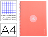 Caderno Espiral A4 Micro Antartik Capa Forrada 80f 90 gr Quadricula 5mm 1 Banda 4 Furos Cor Rosa Claro