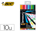 Marcador Bic Intensity Fine Punta de Fibra 0,4 mm Blister de 10 Unidades Colores Surtidos