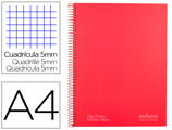 Caderno Espiral Navigator A4 Micro A4 Tapa Forrada 120h 80gr Cuadro 5mm 5 Bandas 4 Taladros Color Rojo