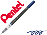 Pincel com Tinta a Base de Agua Pentel Gfl Azul Metálico Ponta de Nylon Portatil com Tampa Recarregavel