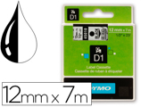 Fita Dymo Preto Transparente 12 mm x7 mt d1