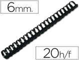 Espiral Q-connect Redonda 6 mm Plástico Preto Capacidade 20 Folhas Caixa de 100 Unidades
