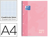 Caderno Espiral Oxford Capa Extradura Microperfurado Din A4 80 F Quadricula 5 mm Cor Rosa Doce