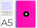 Caderno Espiral Quarto Antartik Capa Extradura 80 F 100 gr Quadricula 4 mm com Margem Cor Rosa F.