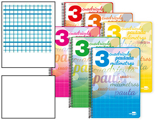 Caderno Espiral 80 Folhas Cuadriculado 3 mm 70 Grs Com Margem a Colores