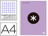 Caderno Espiral A4 Micro Antartik Capa Forrada 120f 100 gr Pautado 5 Bandas 4 Furos Cor Lavanda