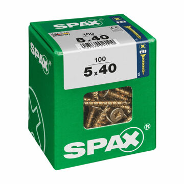 Caixa de Parafusos Spax Yellox Madeira Cabeça Plana 100 Peças (5 X 40 mm)