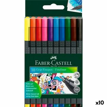 Conjunto de Canetas de Feltro Faber-castell Grip Finepen (10 Unidades)