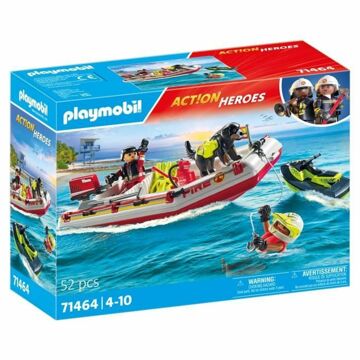 Playset Playmobil Action Heroes - Fireboat And Water Scooter 71464 52 Peças