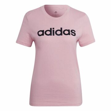 Camisola de Manga Curta Mulher Adidas Loungewear Essentials Slim Logo Cor de Rosa M