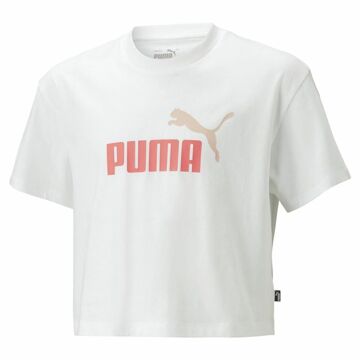 Camisola de Manga Curta Infantil Puma Logo Cropped Branco 7-8 Anos