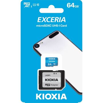 Cartão de Memória Micro Sd com Adaptador Kioxia Exceria Uhs-i Classe 10 Azul 64 GB