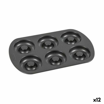 Molde para o Forno Quttin Dónutes Aço com Carbono Preto 32 X 21 X 2,3 cm (12 Unidades)